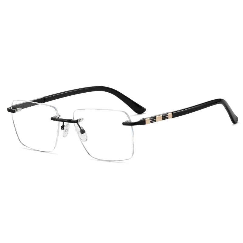 Fashion Square Rimless Spring Hinge Eyeglasses for Men