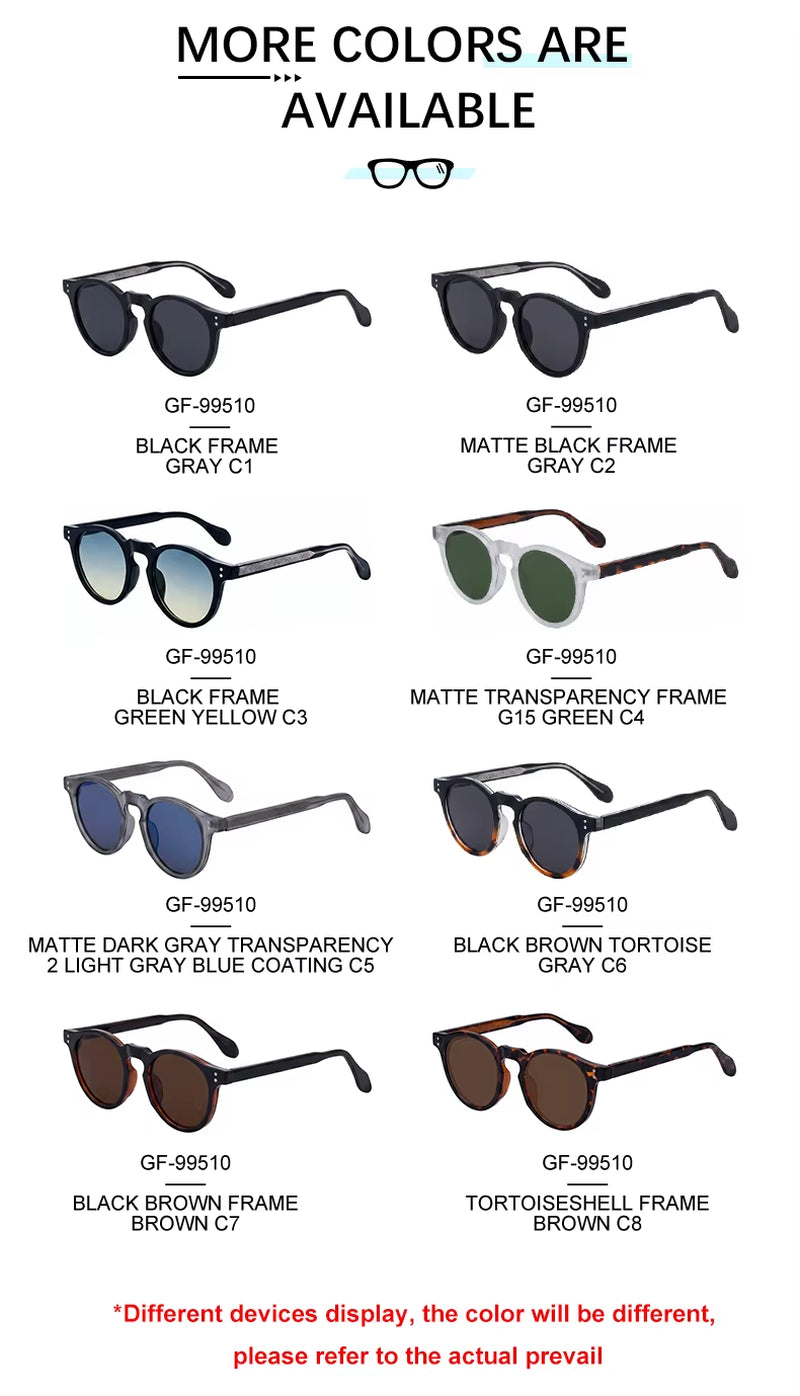 Designer Round PC Frame Pin-in Temples UV400 Sunglasses for Women 