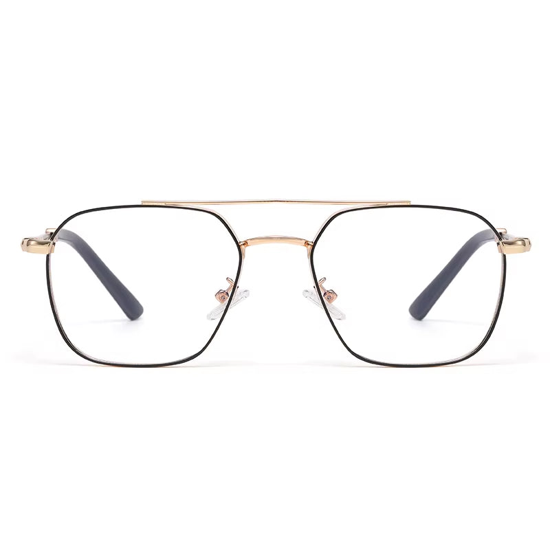 Square Metal Double Bridge  Eyeglasses for Men