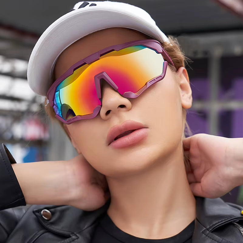 Sport Colorful Coating One Piece UV400 Sunglasses for Women & Men 