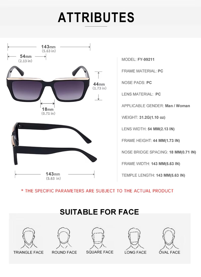 Designer Personality Square UV400 Sunglasses for Women