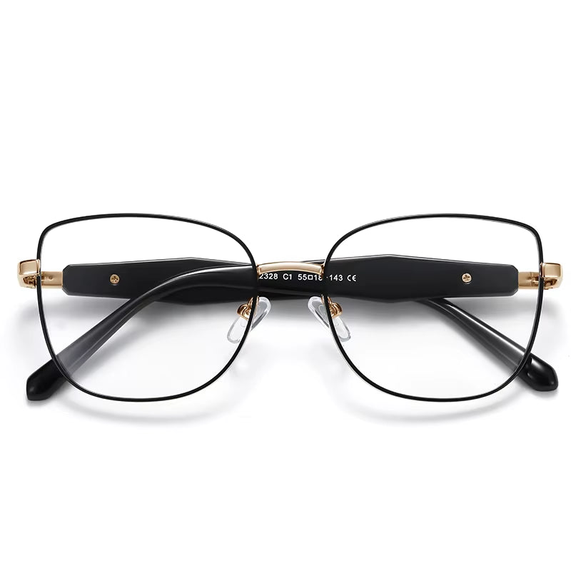 Square Metal Frame CP Pin-In Spring Hinge Eyeglasses for Women
