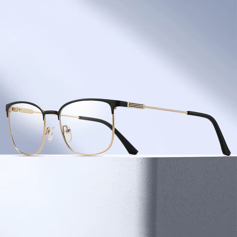 Metal Square Spring Hinge Eyeglasses for Men