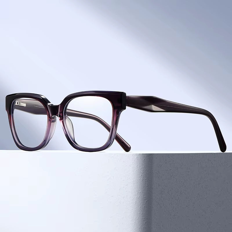 Square Acetate Spring Hinge Eyeglasses for Women