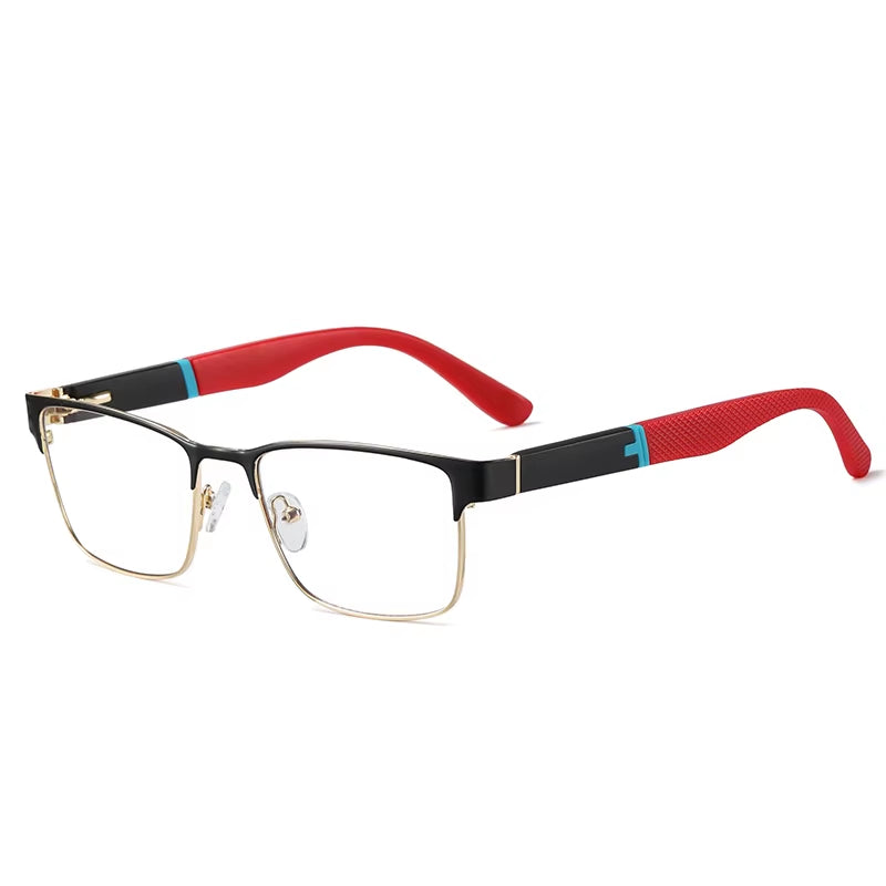  Rectangle Metal Frame TR90 Arms Spring Hinge Eyeglasses for Men