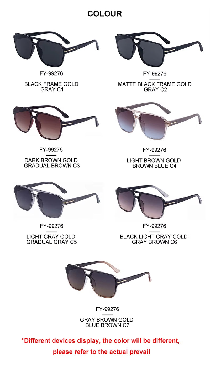 Designer Square Double Bridge UV400 Protection Sunglasses for Women & Men